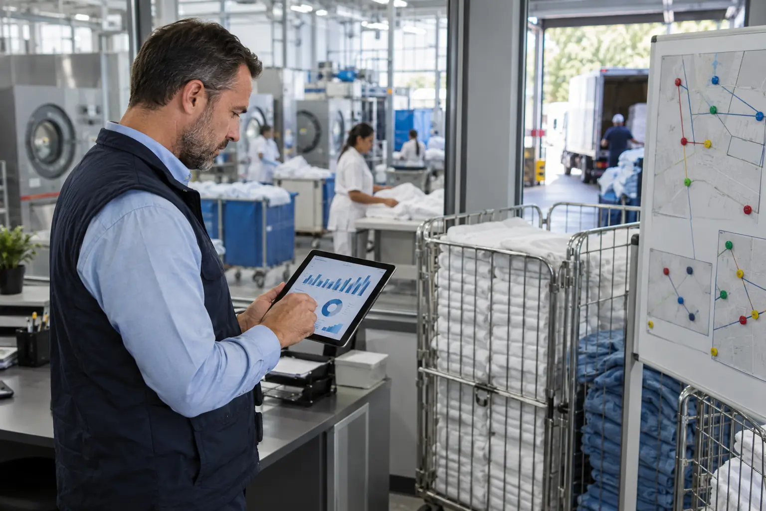 Étude d’une offre de blanchisserie avec linge professionnel et documents de coût