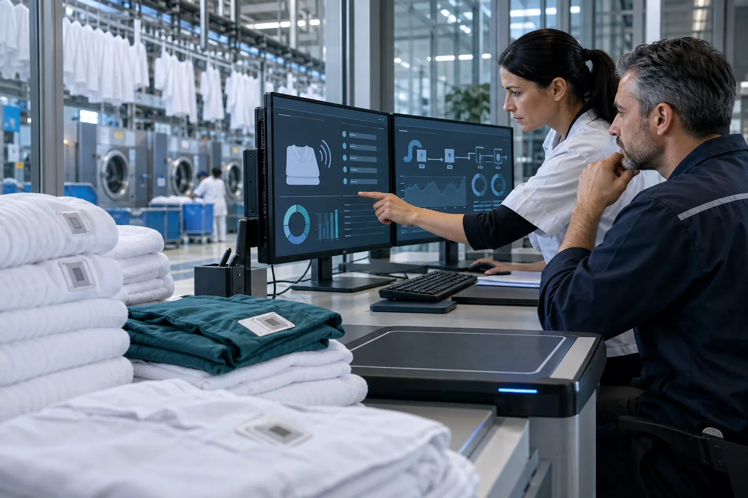 Supervision sécurisée de lecteurs RFID et de systèmes de production en blanchisserie