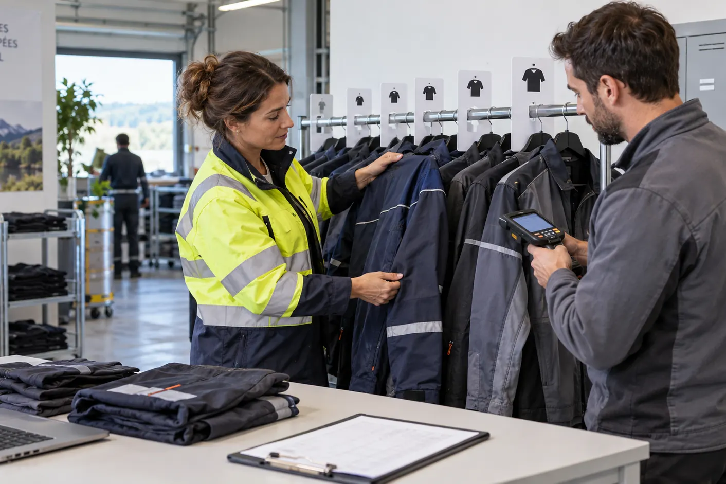 Essayage et contrôle de tailles pour une dotation de vêtements professionnels