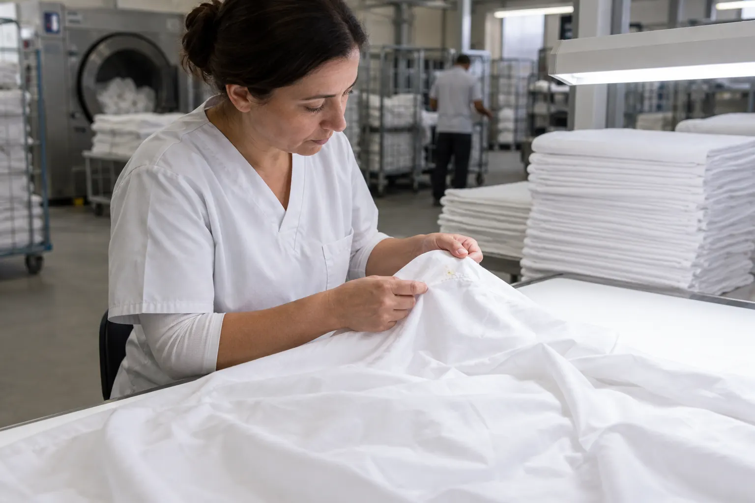 Contrôle d’un article textile présentant un défaut avant décision de relavage ou de remplacement